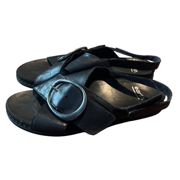 Earth Grove Ambrosia black leather Sandals buckle studded detail size 10 - Picture 5 of 9